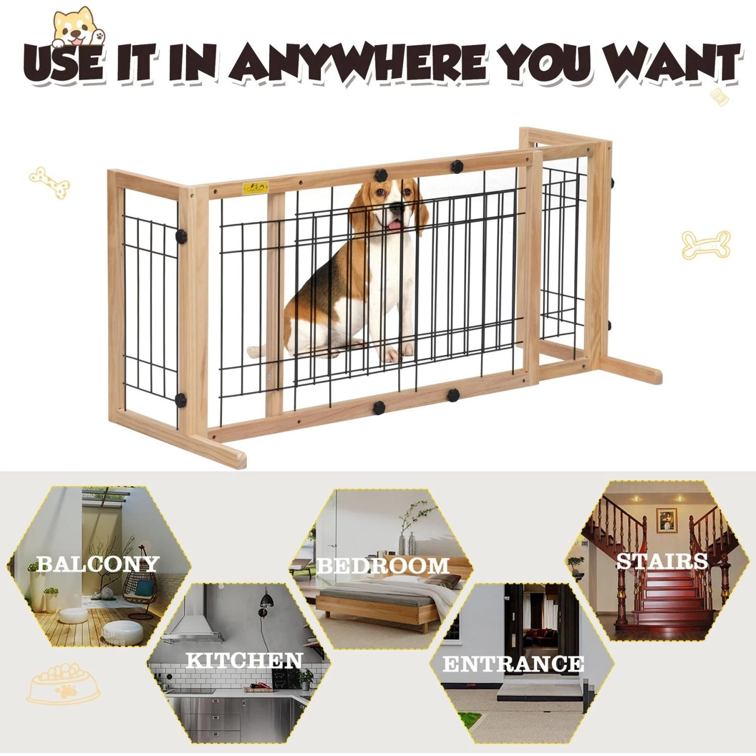 Coziwow Adjustable Freestanding Dog Gate - Image 9