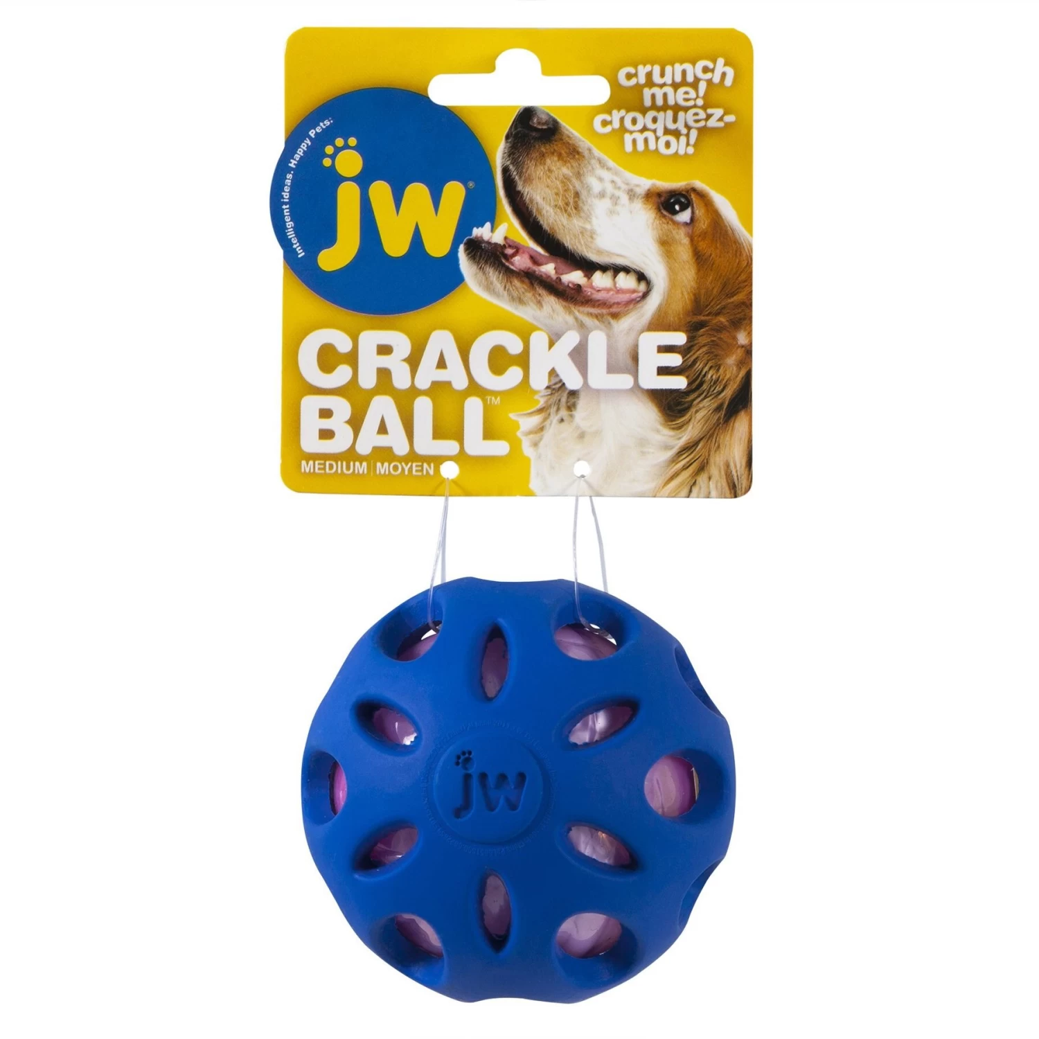 JW Pet Crackle Heads Ball Dog Toy, Color Varies