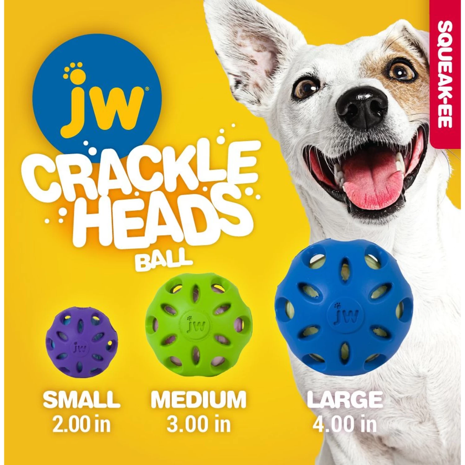 JW Pet Crackle Heads Ball Dog Toy, Color Varies - Image 4