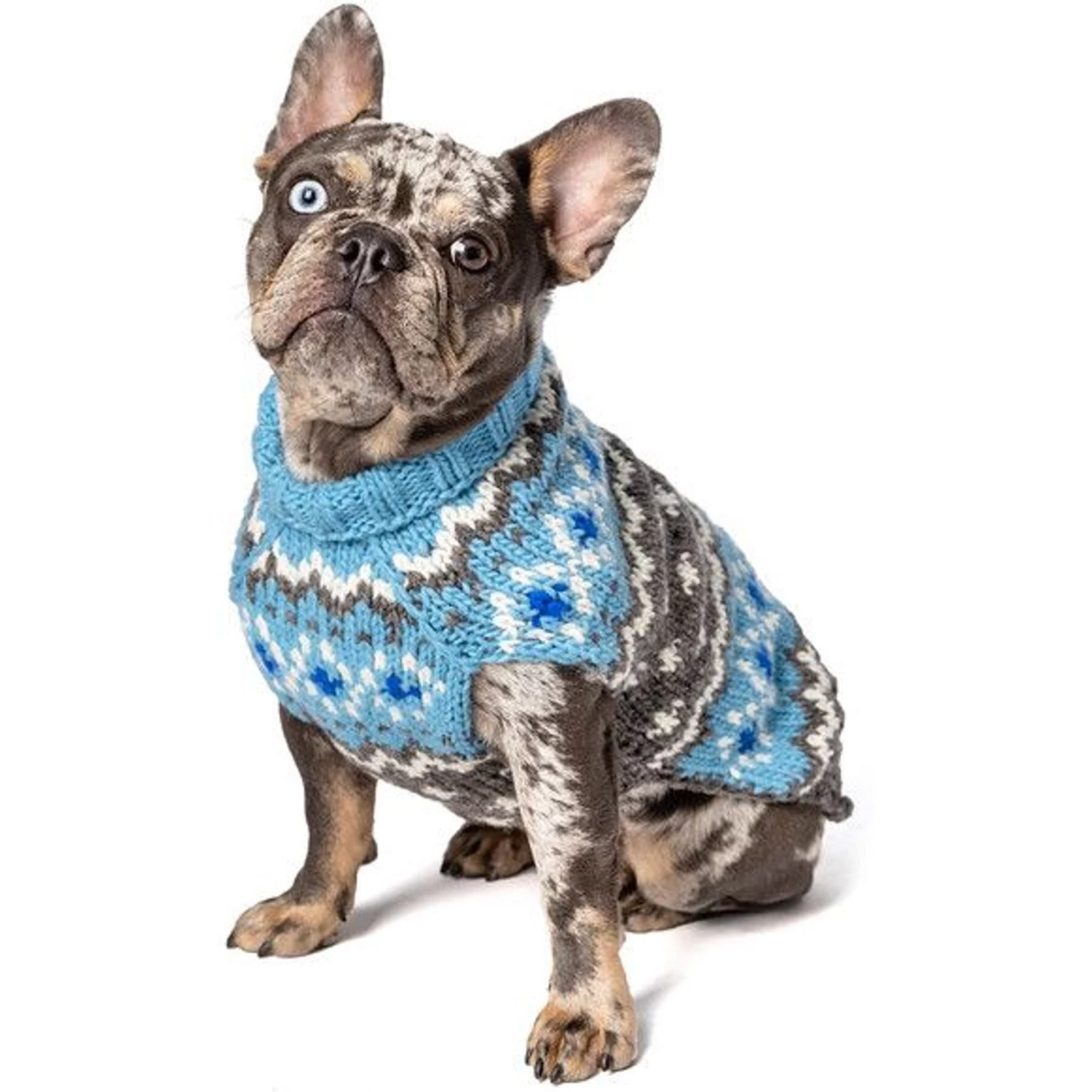 Chilly Dog Fairisle Wool Dog Sweater, Blue - Image 2