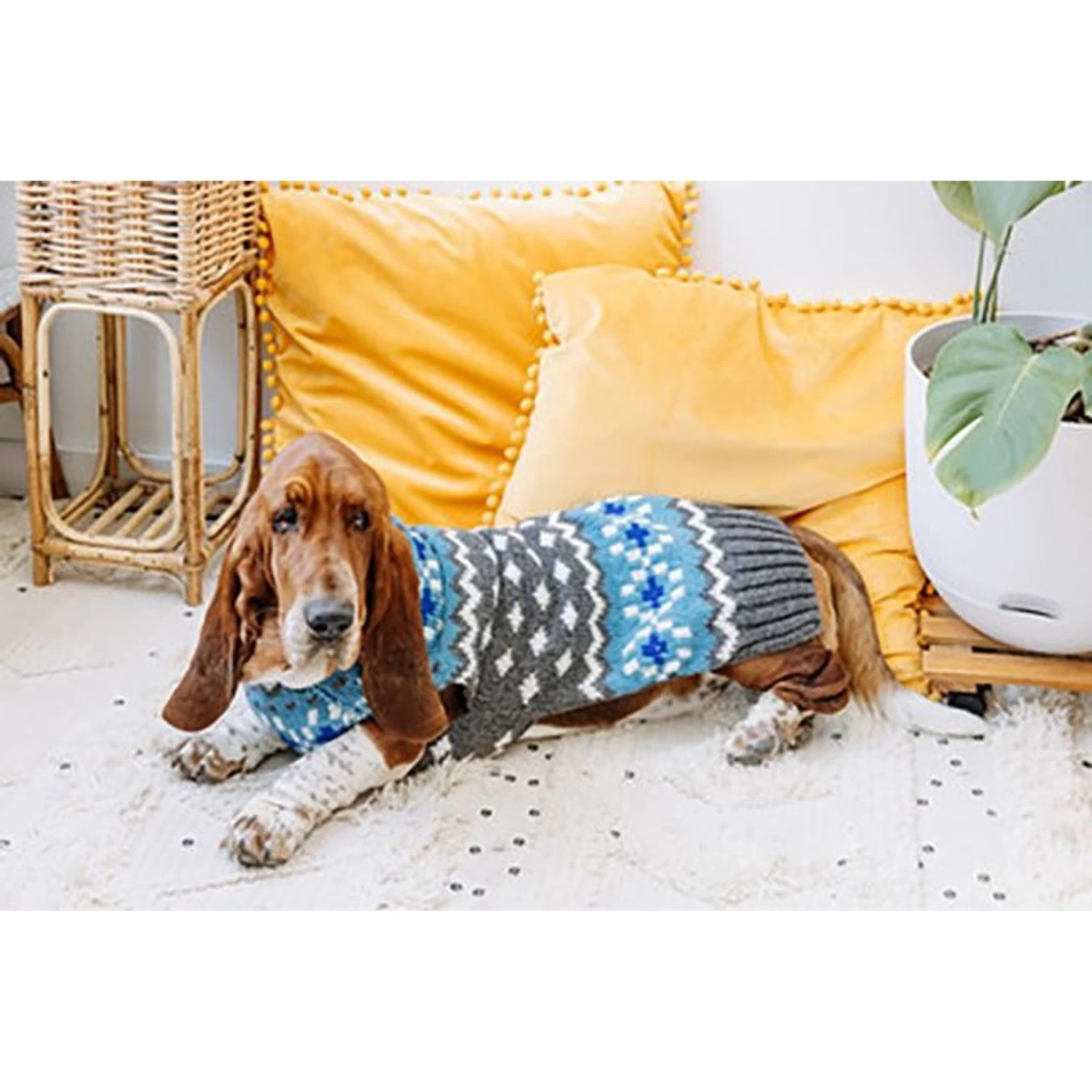 Chilly Dog Fairisle Wool Dog Sweater, Blue - Image 5
