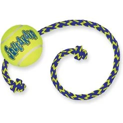 KONG AirDog Squeakair Ball With Rope Dog Toy