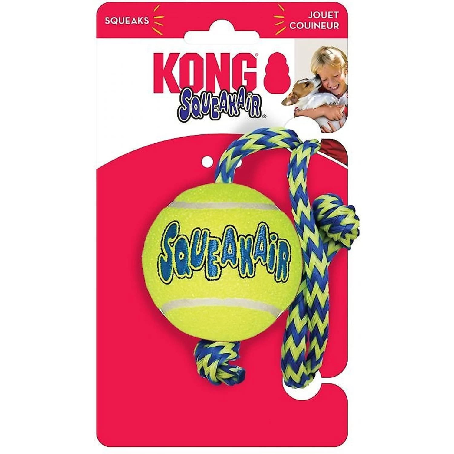 KONG AirDog Squeakair Ball With Rope Dog Toy - Image 3