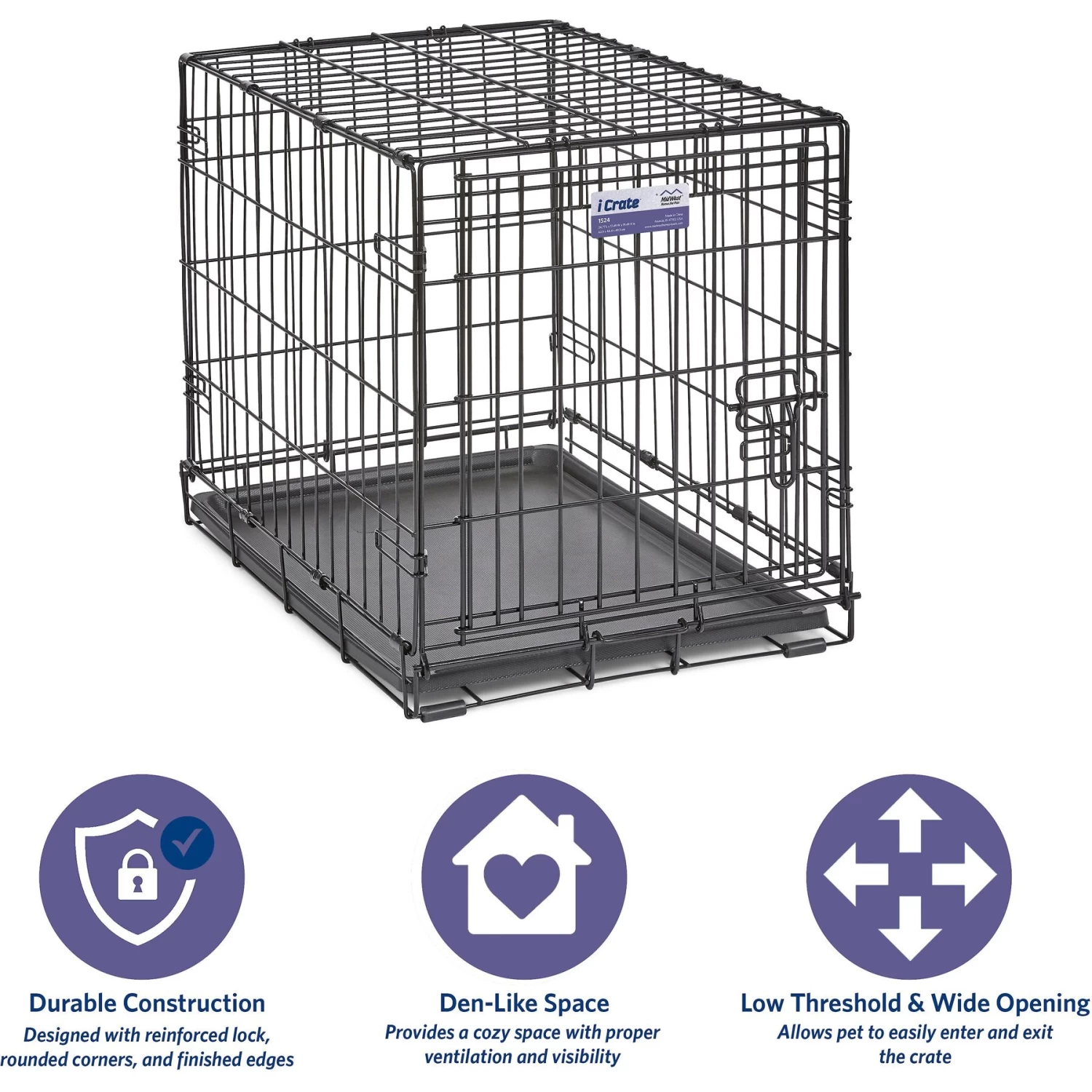 MidWest ICrate Fold & Carry Single Door Collapsible Wire Dog Crate - Image 6