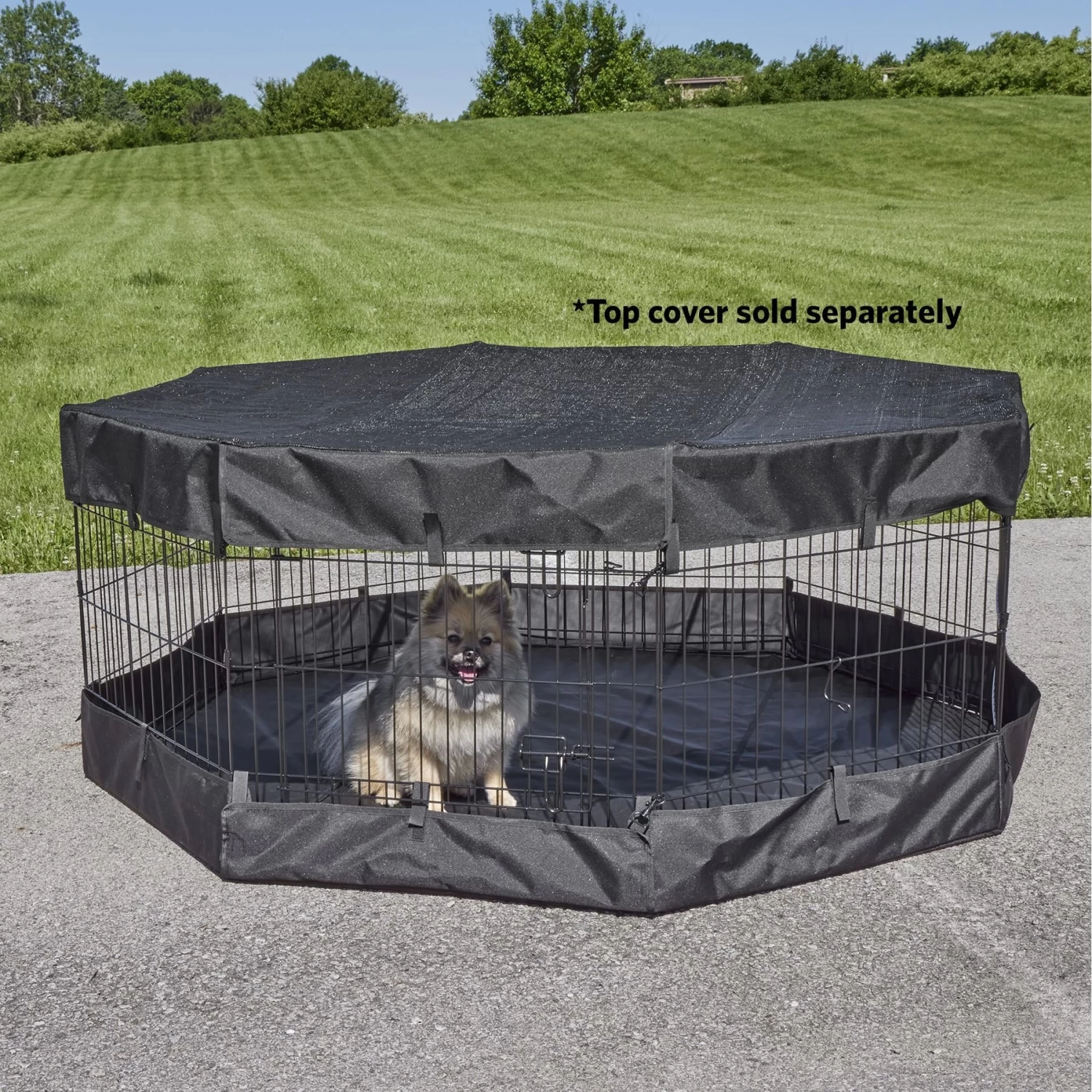 MidWest Canvas Dog Exercise Pen Base Cover Accessory, Octagonal Configuration, Black - Image 4