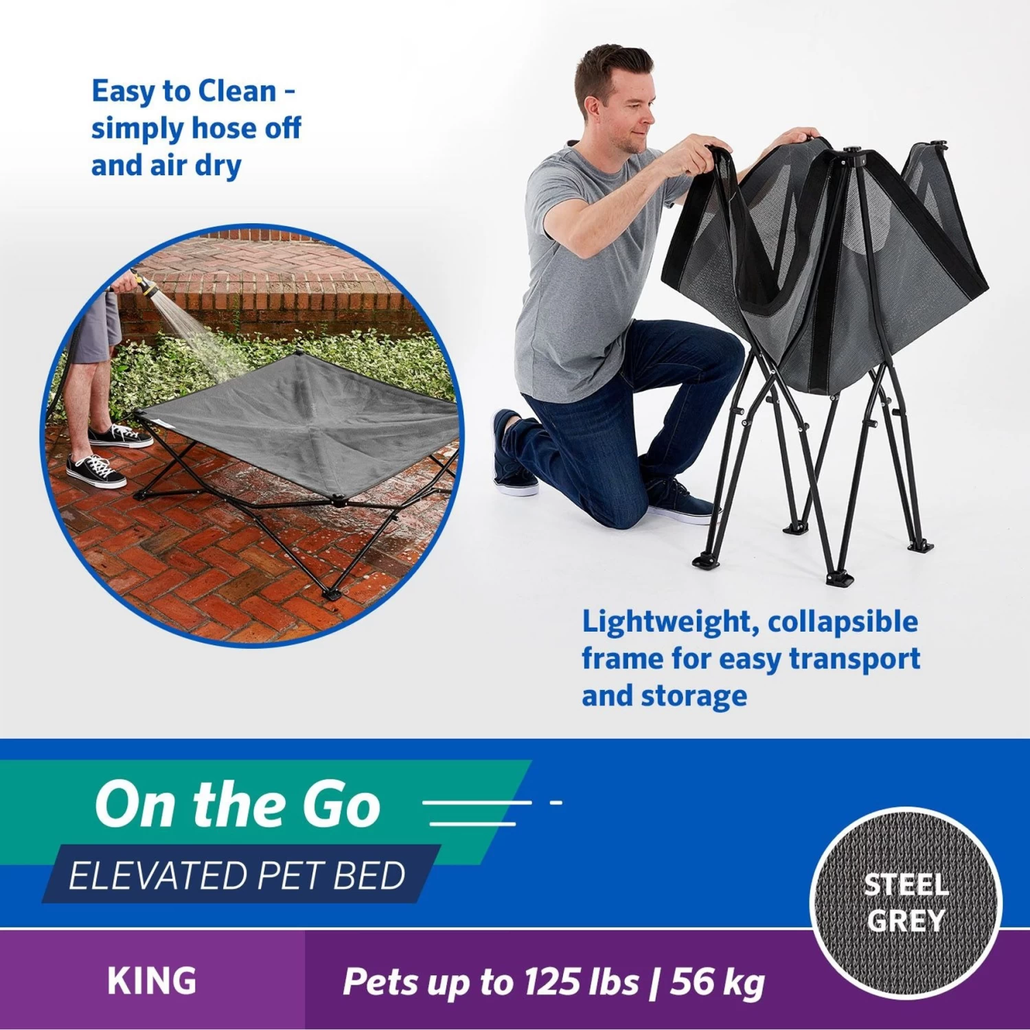 Coolaroo On The Go Elevated Cat & Dog Bed With Removable Cover - Image 5