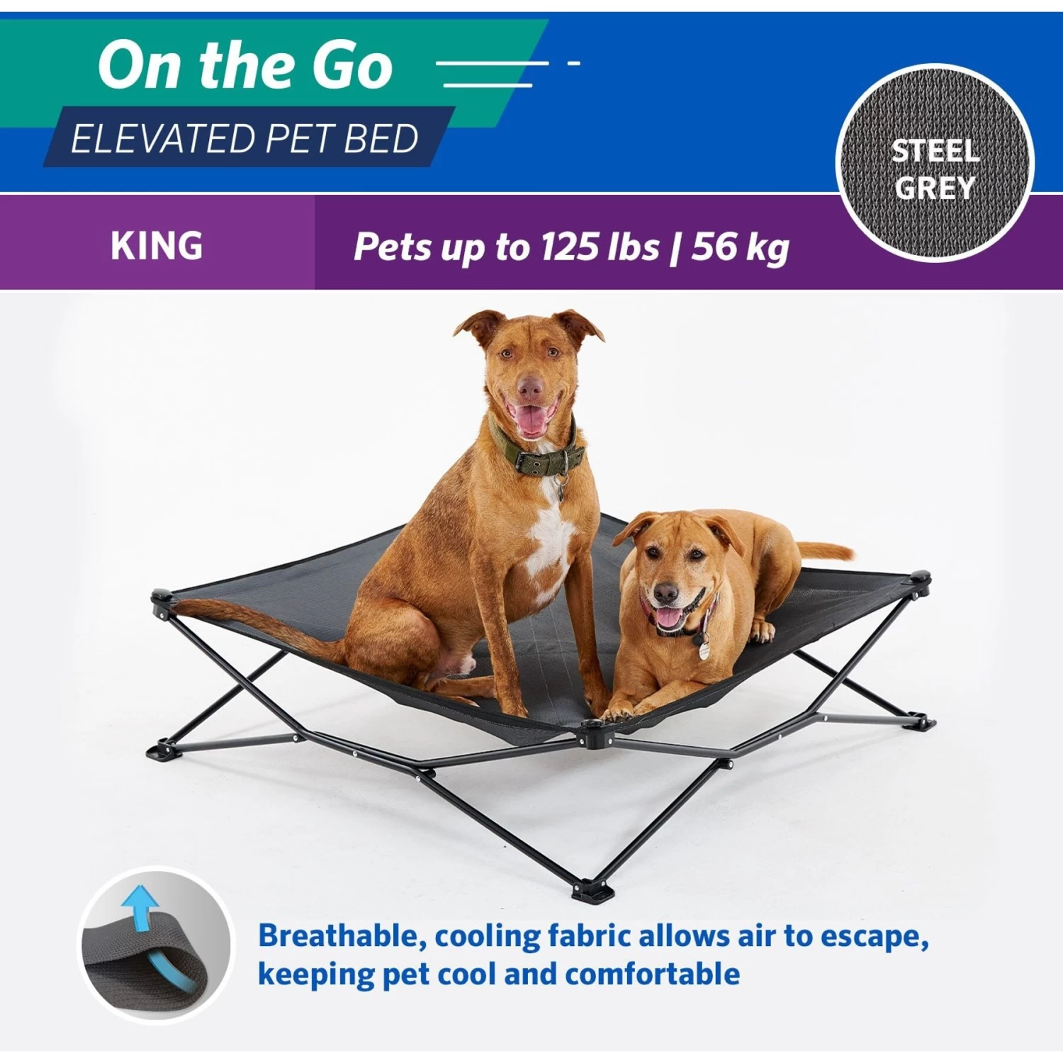 Coolaroo On The Go Elevated Cat & Dog Bed With Removable Cover - Image 6