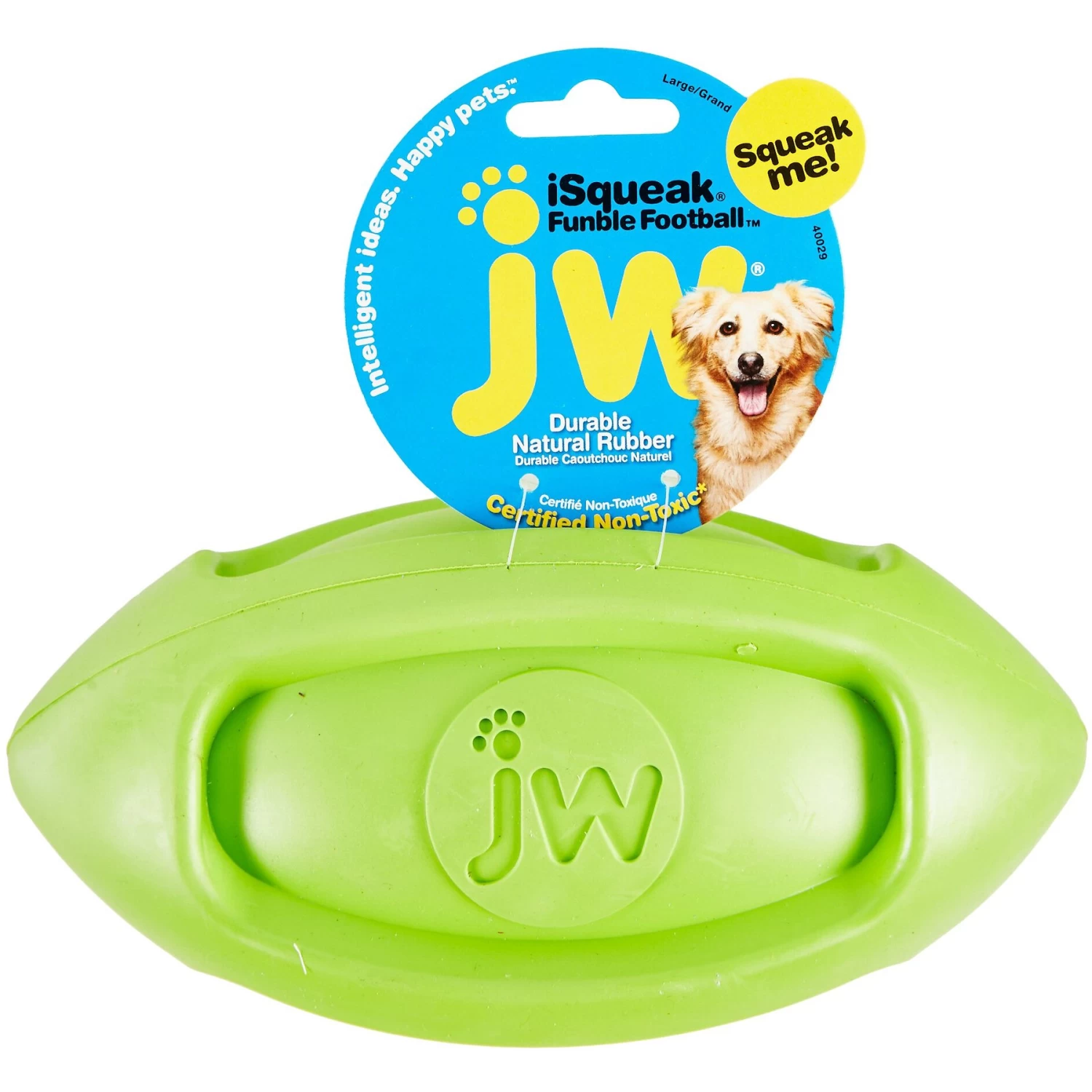 JW Pet ISqueak Funble Football Dog Toy, Color Varies