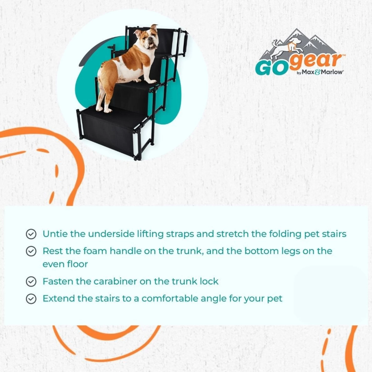 Max & Marlow Go Gear Portable Anti-Slip Safety Dog Stairs, Black, Large - Image 4