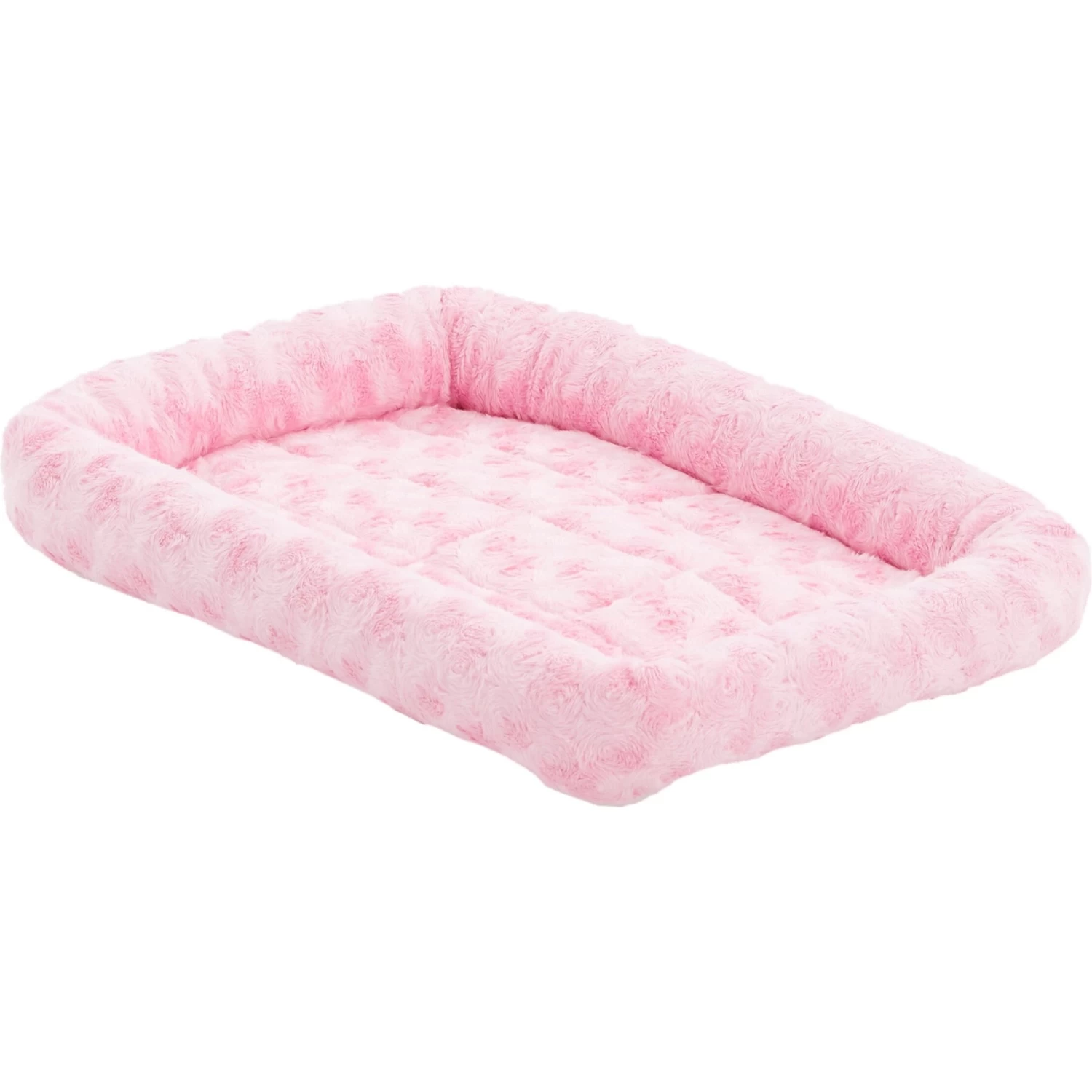 MidWest Quiet Time Fashion Plush Bolster Dog Crate Mat, Pink