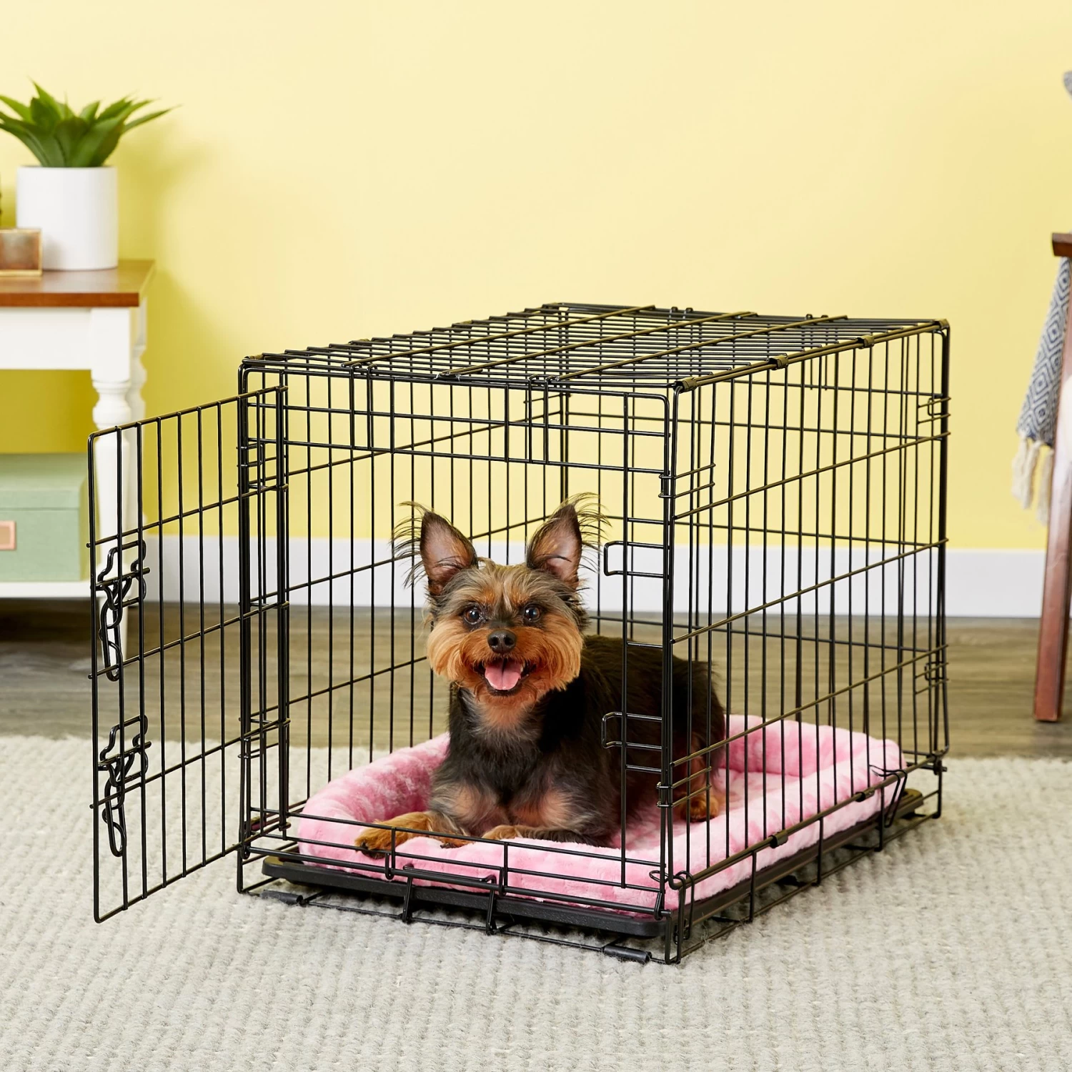 MidWest Quiet Time Fashion Plush Bolster Dog Crate Mat, Pink - Image 3