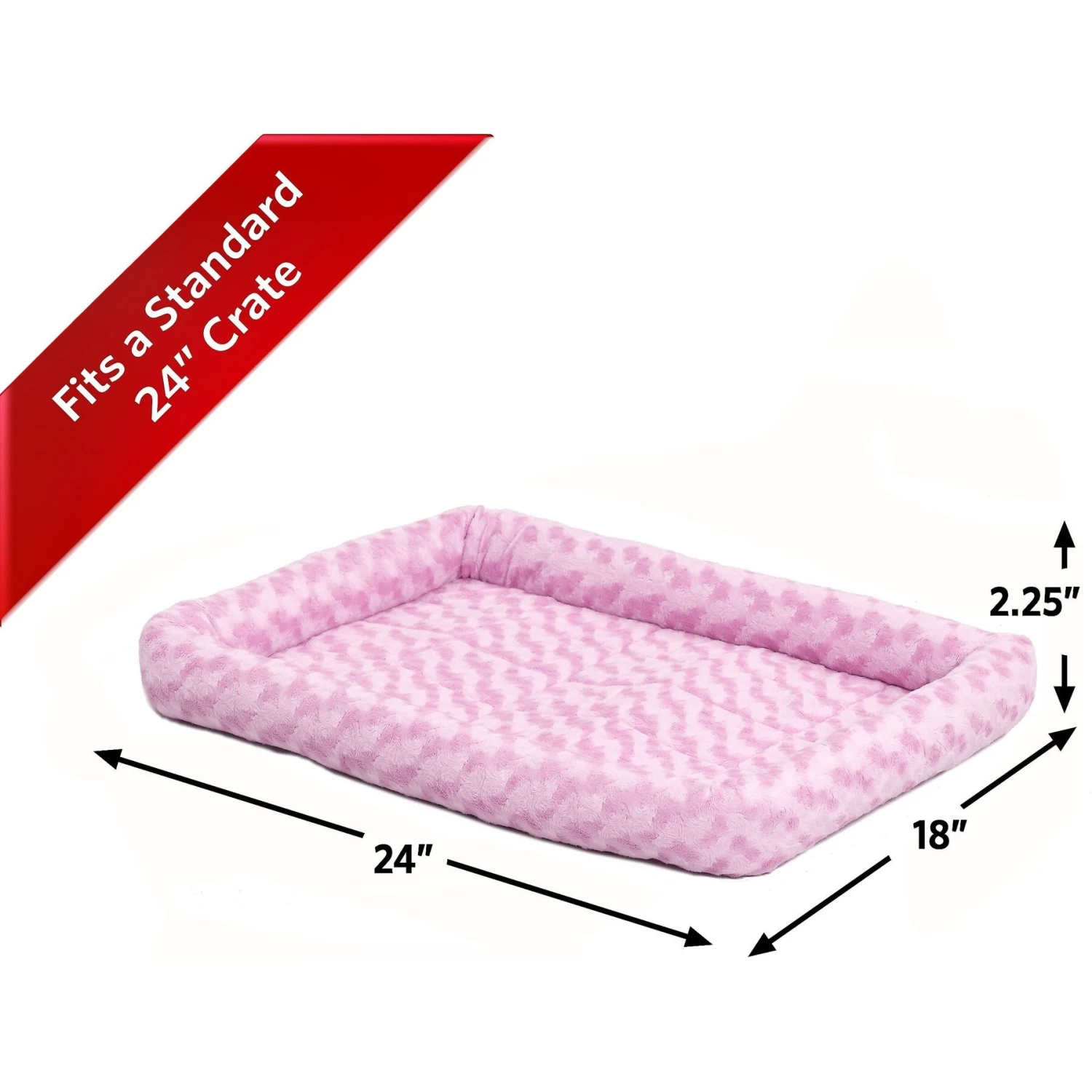 MidWest Quiet Time Fashion Plush Bolster Dog Crate Mat, Pink - Image 6