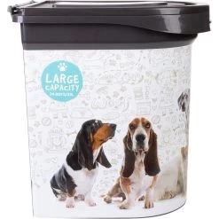 Pounce + Fetch Air Tight Cat & Dog Food Storage Container On Wheels With Scoop & Lock Cover, White, 33-lit