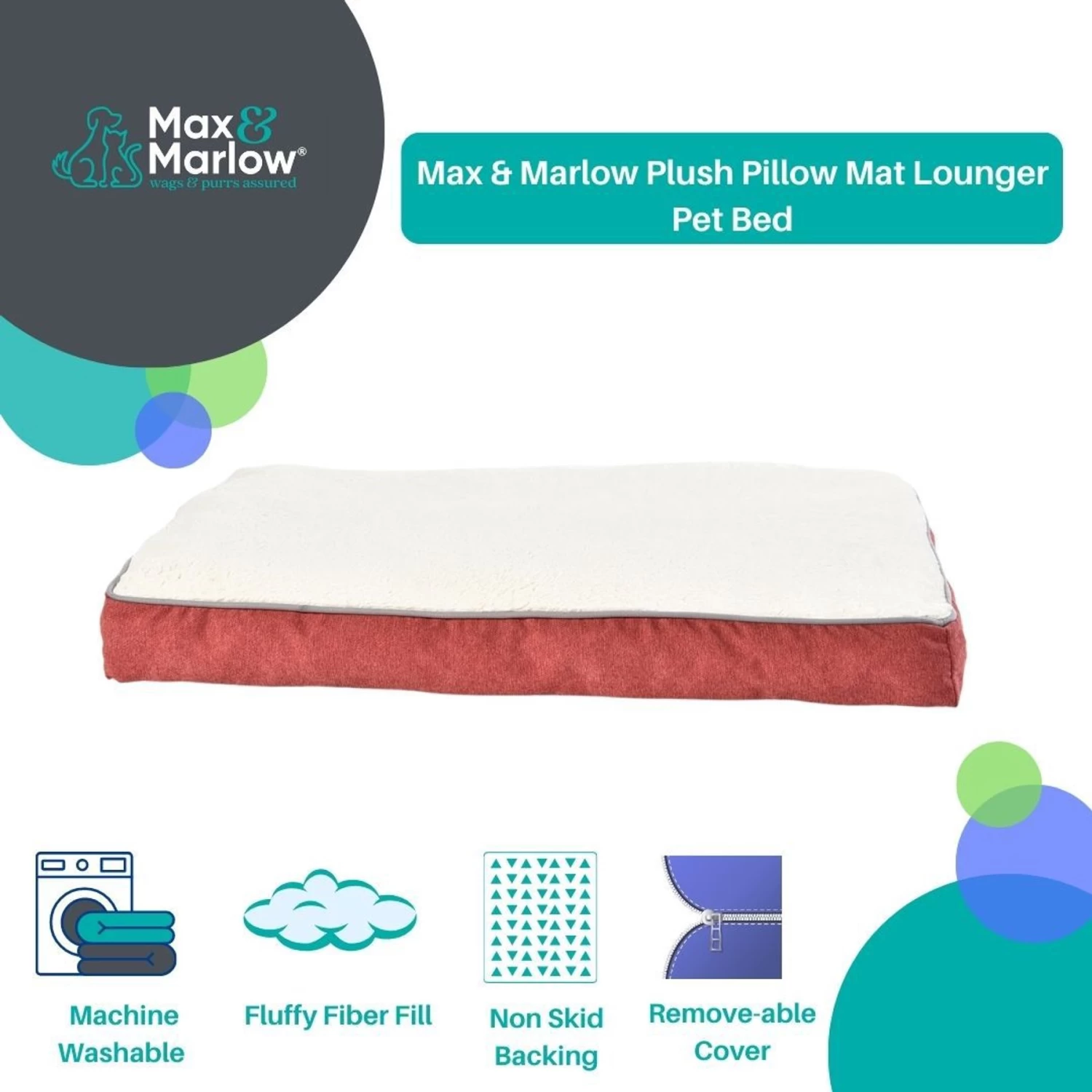 Max & Marlow Plush Mat Lounger Cat & Dog Bed - Image 2