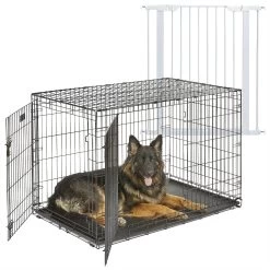 MidWest ICrate Fold & Carry Double Door Collapsible Wire Dog Crate & MidWest Steel Pet Gate
