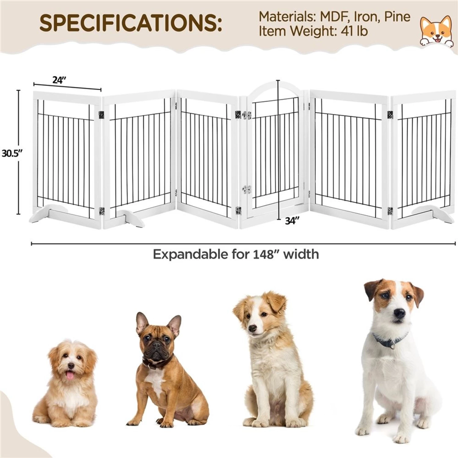 Yaheetech 6-Panel Foldable Wire Dog Gate - Image 4