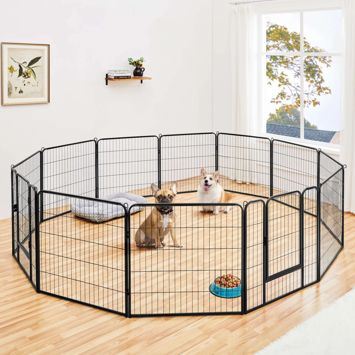 Yaheetech 12-Panel 32-in H Dog Playpen With Door Black, Medium