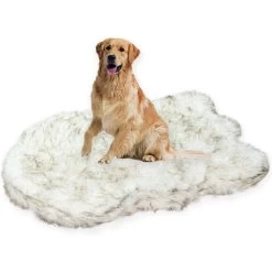 LaiFug Luxury Faux Fur Sheepskin Dog Bed, Large