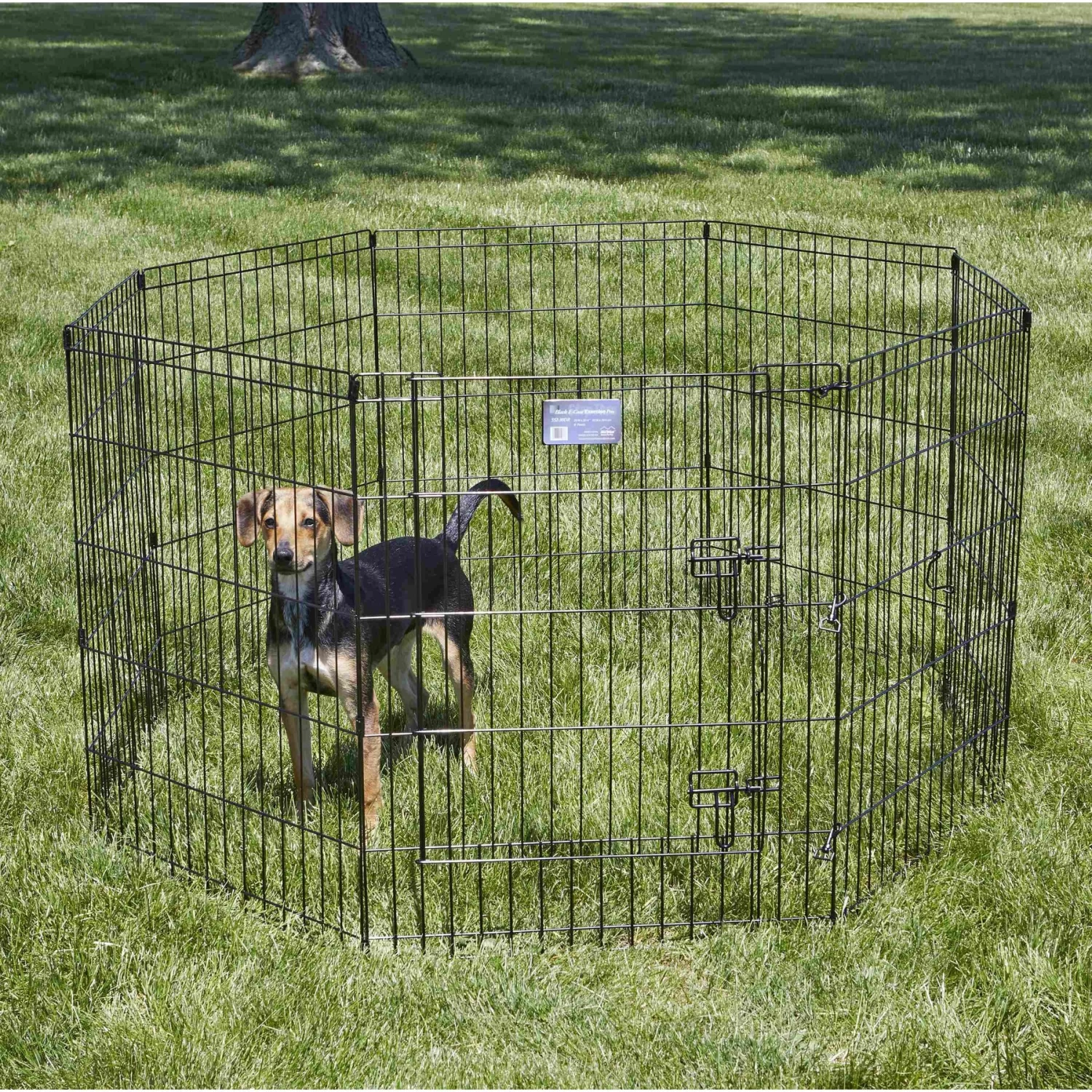 MidWest Wire Dog Exercise Pen With Step-Thru Door, Black E-Coat & MidWest Exercise Pen Top Fabric Mesh Sunscreen Accessory, Octagonal Configuration, Black - Image 5