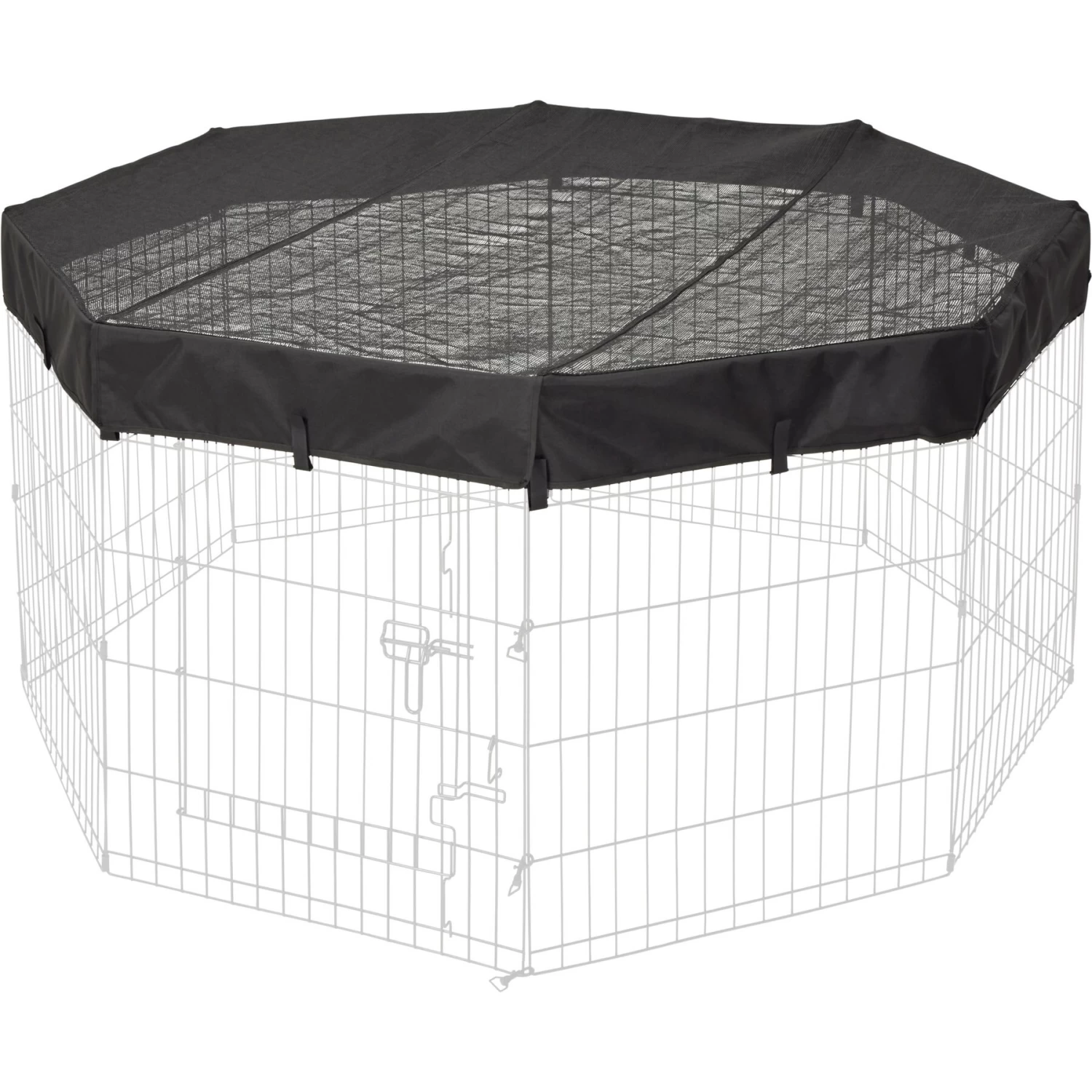 MidWest Wire Dog Exercise Pen With Step-Thru Door, Black E-Coat & MidWest Exercise Pen Top Fabric Mesh Sunscreen Accessory, Octagonal Configuration, Black - Image 6